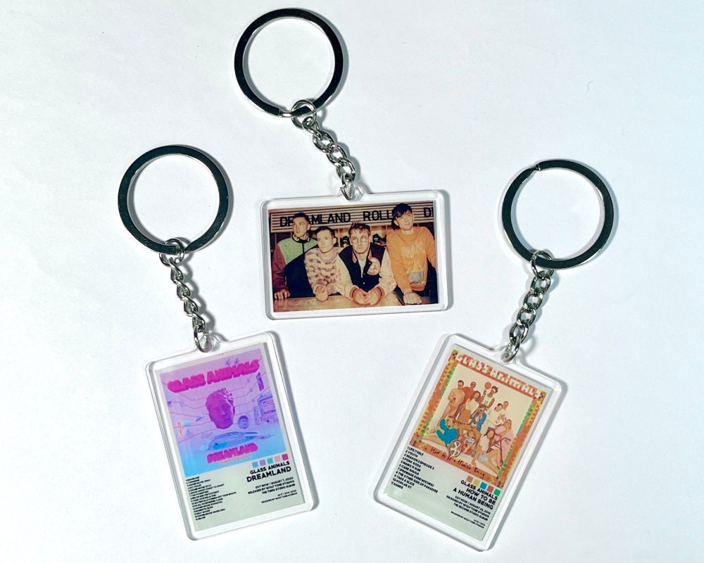 Glass Animals Acrylic Keychain Double Sided Keyring, English Indie Rock Band Glass Animals Pop Music Keyring Gift Ornament Decor