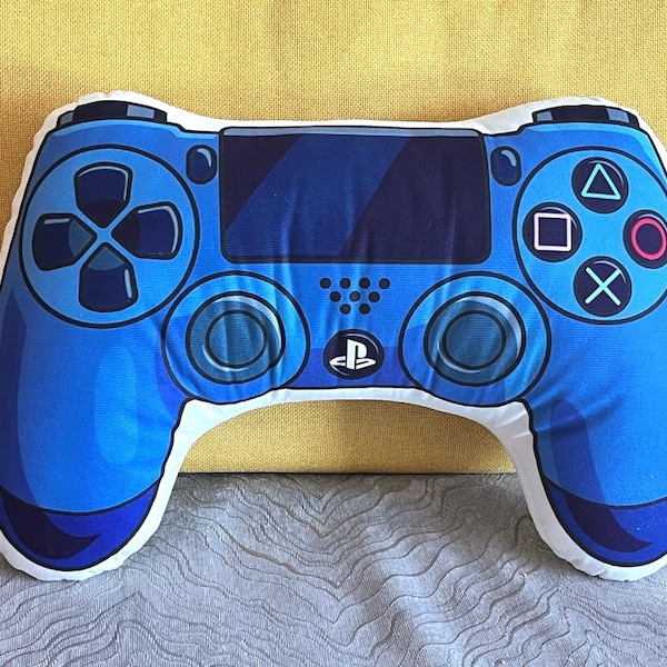 Blue Game Controller Pillow, Christmas Gift for Gamer Geek, Video Game Gift, Controller Pillow Cushion , Game Room Living Room Bedroom Decor