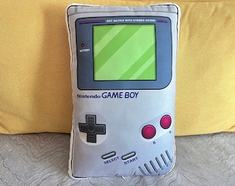 Almofada em formato de controle de videogame retrô, presente de Natal para gamer, presente para fãs de videogame, almofada cinza em formato de controle, decoração para sala de jogos ou sala de estar.