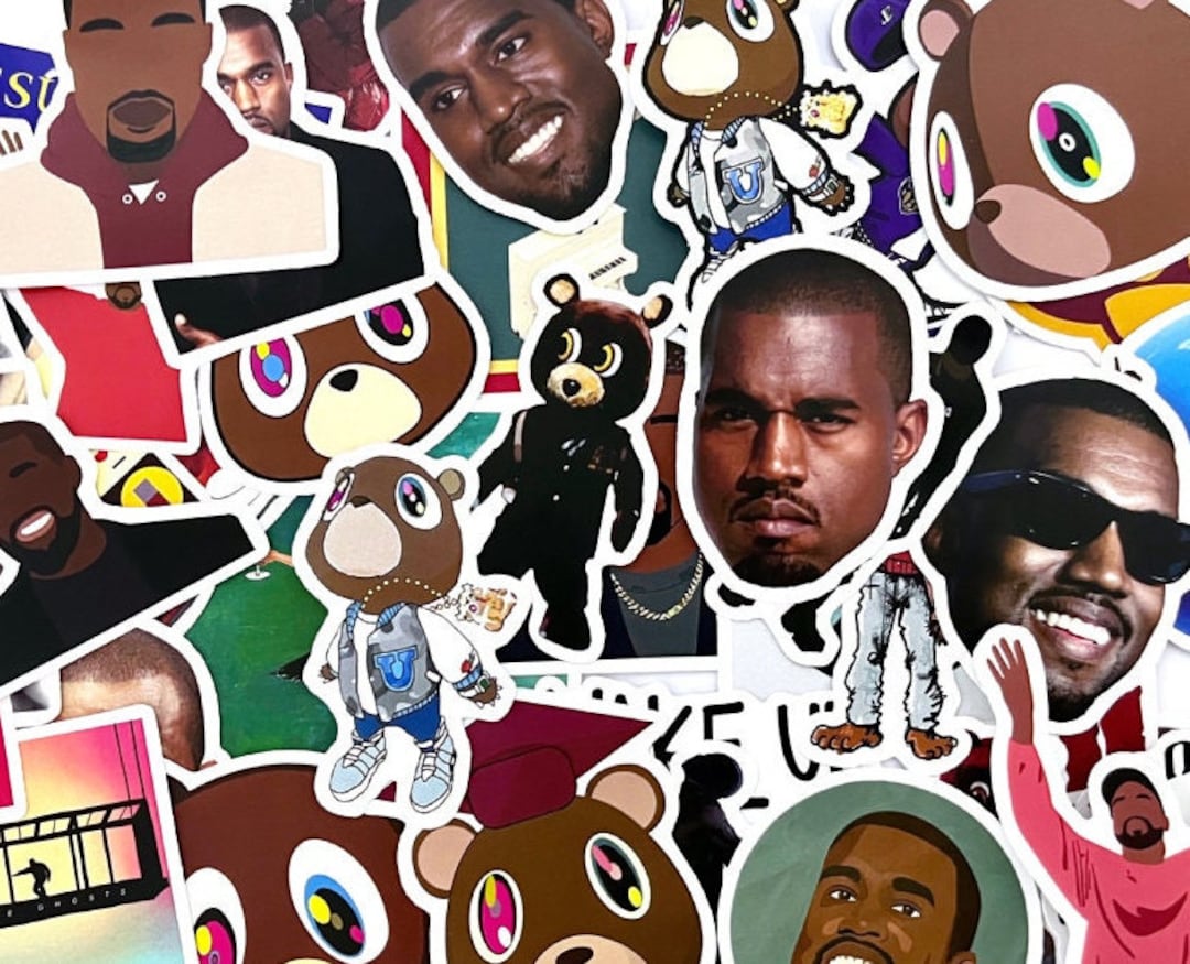 Kanye West Assorted Cartoon Stickers American Rapper Hip Hop Etsy