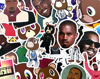 Adesivos Dropout Bear Ye Sortidos, Rapper Americano de Hip Hop, Adesivos Removíveis à Prova d'Água do Rapper Ye.
