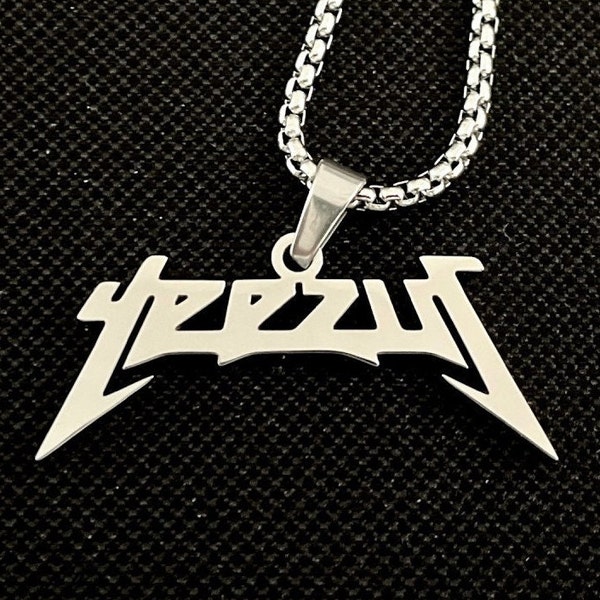 Yeezus Silver Stainless Steel Necklace, American Hip Hop Rapper Necklace, Hip Hop Music Gift, Chain Length 50cm, 60cm