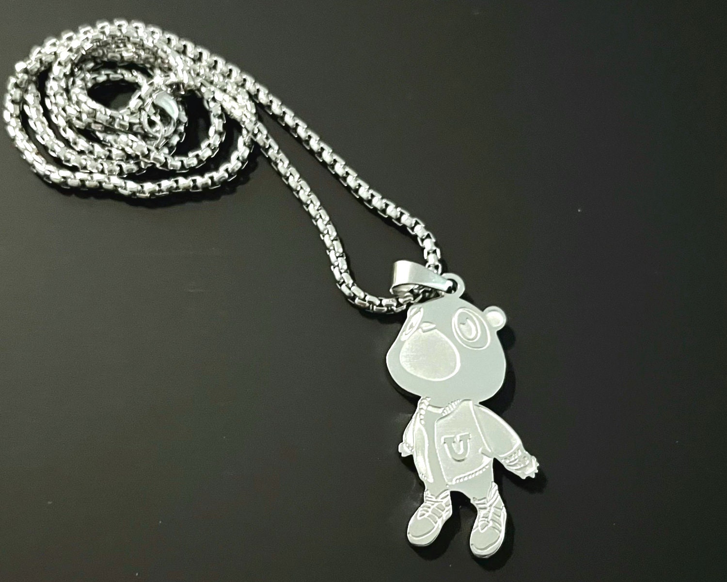 Dropout Bear Stainless Steel Necklace, American Hip Hop Rapper Necklace ...