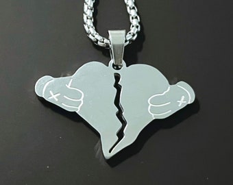 Colar 808s & Heartbreak em aço inoxidável, colar de rapper de hip hop americano, presente decorativo para fãs de música, comprimento da corrente 50 cm 60 cm