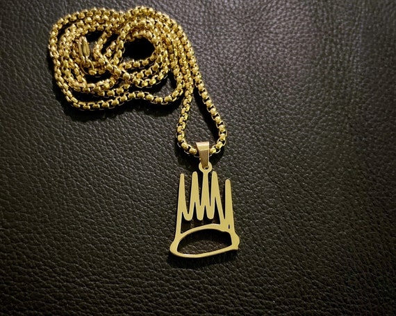 Golden Crown Stainless Steel Necklace, American Hip Hop Golden Crown Stainless Steel Necklace, American Hip Hop
