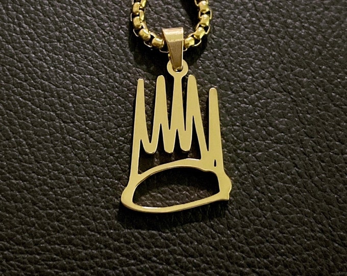Collier couronne dorée en acier inoxydable, collier de rappeur Hip Hop américain, décor cadeau de musique Hip Hop, longueur de la chaîne 50cm, 60cm