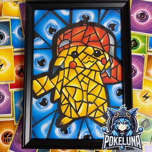 Handgemachtes Mosaik aus TCG Energiekarten | Einzigartiges Kunstwerk aus Sammelkarten | Deko Bild | Wandkunst | Geschenk für Fans