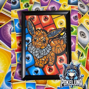 Handgemachtes Mosaik aus TCG Energiekarten | Einzigartiges Kunstwerk aus Sammelkarten | Deko Bild | Wandkunst | Geschenk für Fans