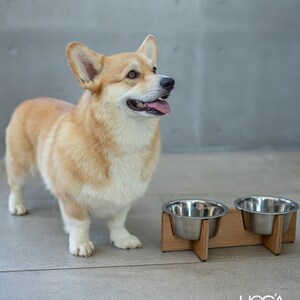 Small Wood Dog Bowl Stand, Raised Puppy Feeder, Elevated Wooden Dog Food Stand, Small Size Wood Pet Bowl Holder