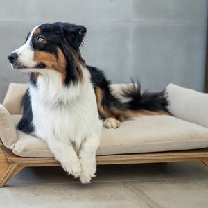 Oak Wood Pet Furniture, Luxury Pet Cot, Elevated Wooden Dog Couch, Dog and Cat Raised Bed, Large Size Dog Bed, High-End Pet Sofa