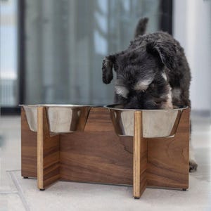 Double Dog Bowls Stand, Raised Elevated Food Feeder, Feeding Station for Large Dogs, Wooden Dog Bowls, Perfect Gift for Pet Lovers