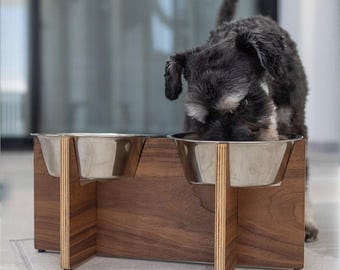 Double Dog Bowls Stand, Raised Elevated Food Feeder, Feeding Station for Large Dogs, Wooden Dog Bowls, Perfect Gift for Pet Lovers