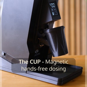 THE CUP • Eureka Mignon • Floating Fork Holder Portafilter Espresso Dosing Cup Hands-free • Inclined/Angled with trigger button switch •58mm