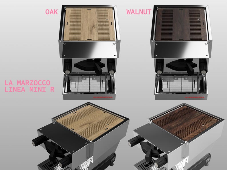 THE PROTECTOR 2.0 - La Marzocco Linea Mini R/Mini/Micraカップトレイ用CNC無垢材カップトレイカバー - オークウォールナット仕上げ Linea Mini R