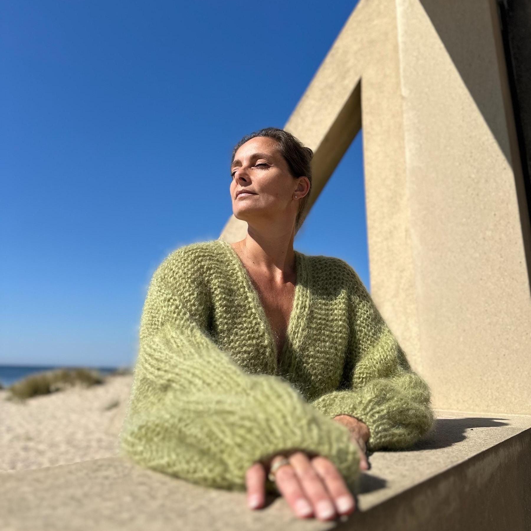Mohair Cardigan in Pistachio Green With Buttons and Pockets Mohair Cardigan in Pistachio Green With Buttons and Pockets