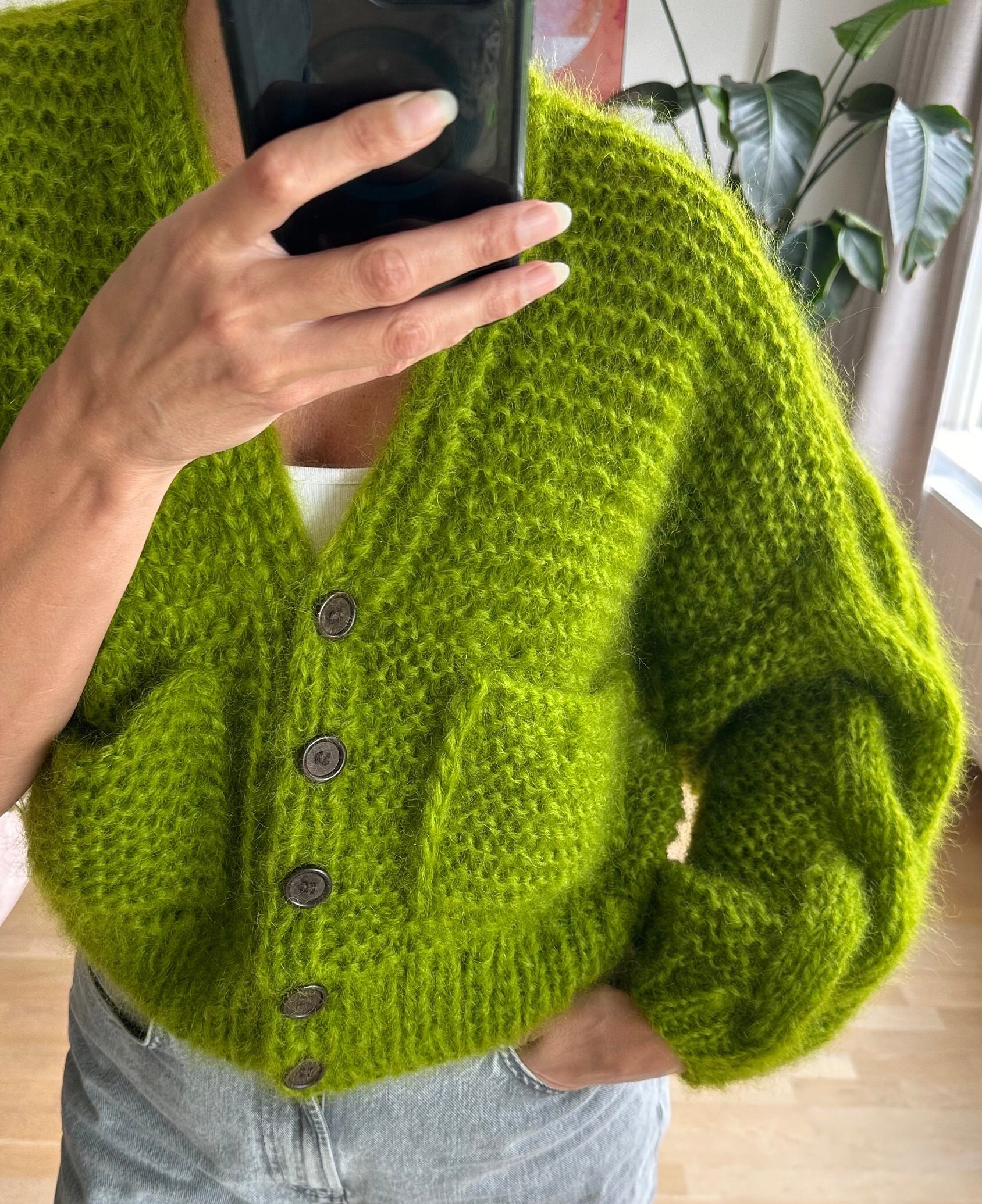 トップス Handmade knit cardigan (deep green)cara CASTELLOKNITCARDIGAN-PALMGREEN