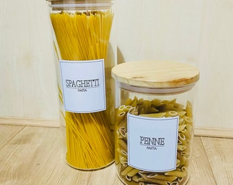 Personalised Kitchen Labels: Pasta - Penne, Spaghetti, Custom Label, Storage Labels, Kitchen Organisation, Simplistic Labels