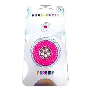 PopGrip Personalizado con Cristales SWAROVSKI - Accesorio Elegante y Practico-Soporte de Mobil con Cristales  Rosa Neon-PopSocket Elegante