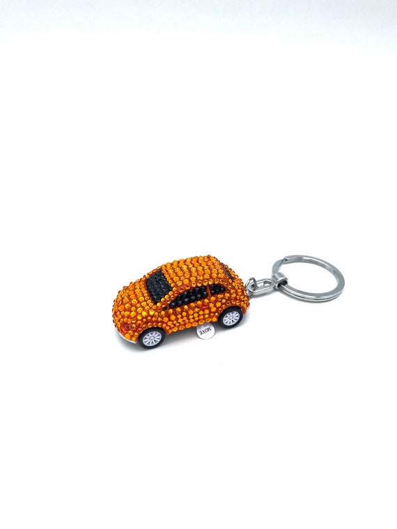 Fiat 500 Schlüsselanhänger mit Swarovski orange Farbe - .de