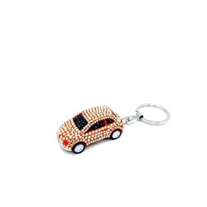 Keychain with Swarovski Crystals in the Shape of a Fiat 500 Car in Champagne Color - Mini Fiat 500 Decorated with Elegant and Shiny SWAROVSKI for Fiat