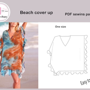 Couverture de plage. Tenue décontractée. / Patron de couture PDF / Taille unique