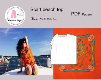 Scarf Print Beach Coverup Sewing Pattern: XS-XL (PDF Pattern)
