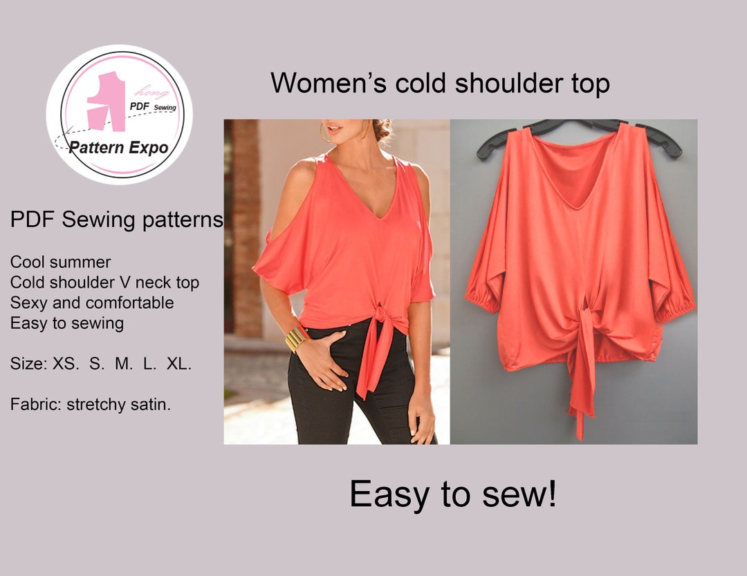 Summer Cold Shoulder Top PDF Sewing Pattern Size XS. S. M. L. XL. Etsy