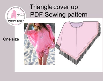 Triangle cover up/beach cover /PDF Sewing pattern One size