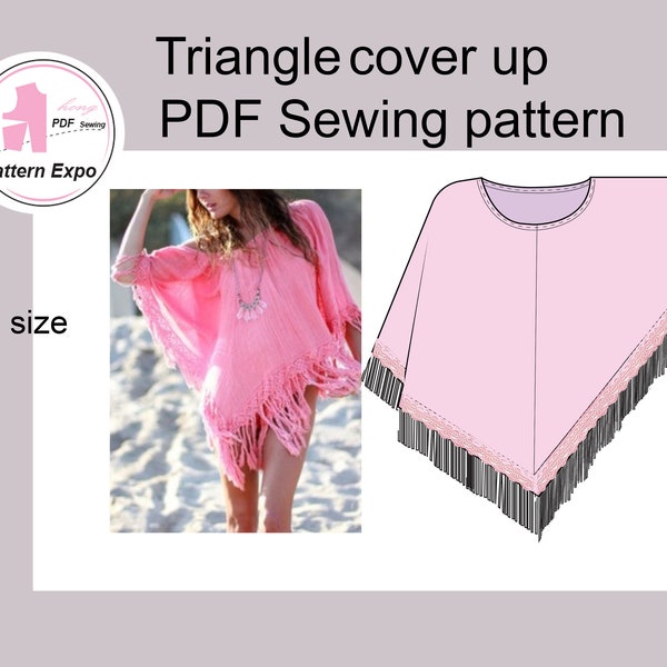 Triangle cover up/beach cover /PDF Sewing pattern One size