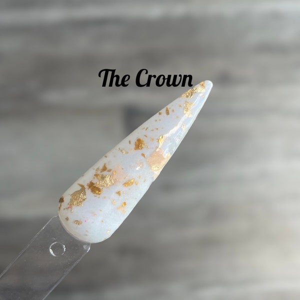 The Crown, nail dip, nails, nail dip, milky white dip, foil dip, nail dip powder