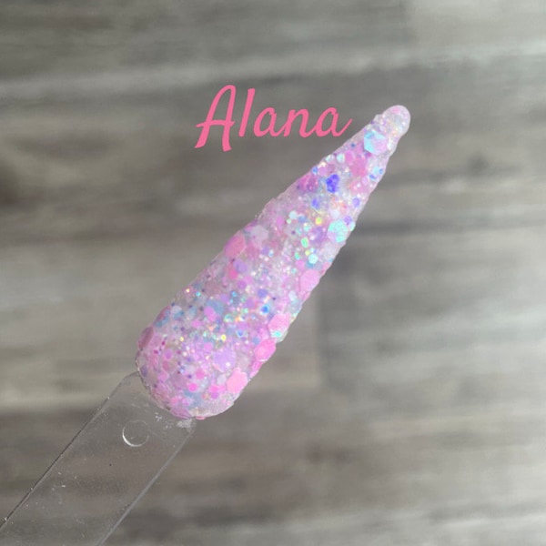 Alana - nail dip, dip, dip powder, nail dip powder, glitter nails, nails, dipping powder, nail, mermaid nails, dip, pink