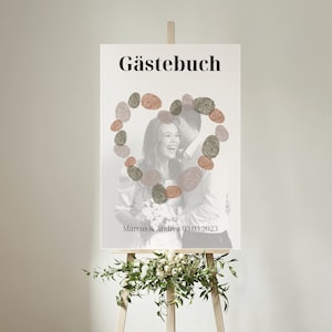 Fingerabdruck Baum Gästebuch für Hochzeiten - Gästebuchkarten als Fingerabdruckbaum - Hochzeitsspiel Ideen - Gästebuch Alternativen