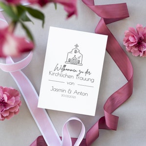 Plantilla de boda de folleto de la iglesia, boda de decoración de la iglesia, boda de decoración de la iglesia, decoración del banco de la iglesia, tarjeta de bienvenida, programa de bodas