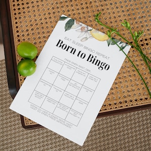 Bingo de bodas alemán - cuestionario de bodas DIN A4 con limones - juegos de bodas para que los invitados impriman - plantilla de bingo de fiesta personalizable
