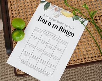 Bingo de bodas alemán - cuestionario de bodas DIN A4 con limones - juegos de bodas para que los invitados impriman - plantilla de bingo de fiesta personalizable