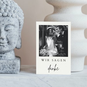 Tarjeta de agradecimiento de boda boho - Plantilla de imagen Polaroid como tarjeta fotográfica - gracias por los padrinos de boda y por los invitados a la boda - invitaciones de boda