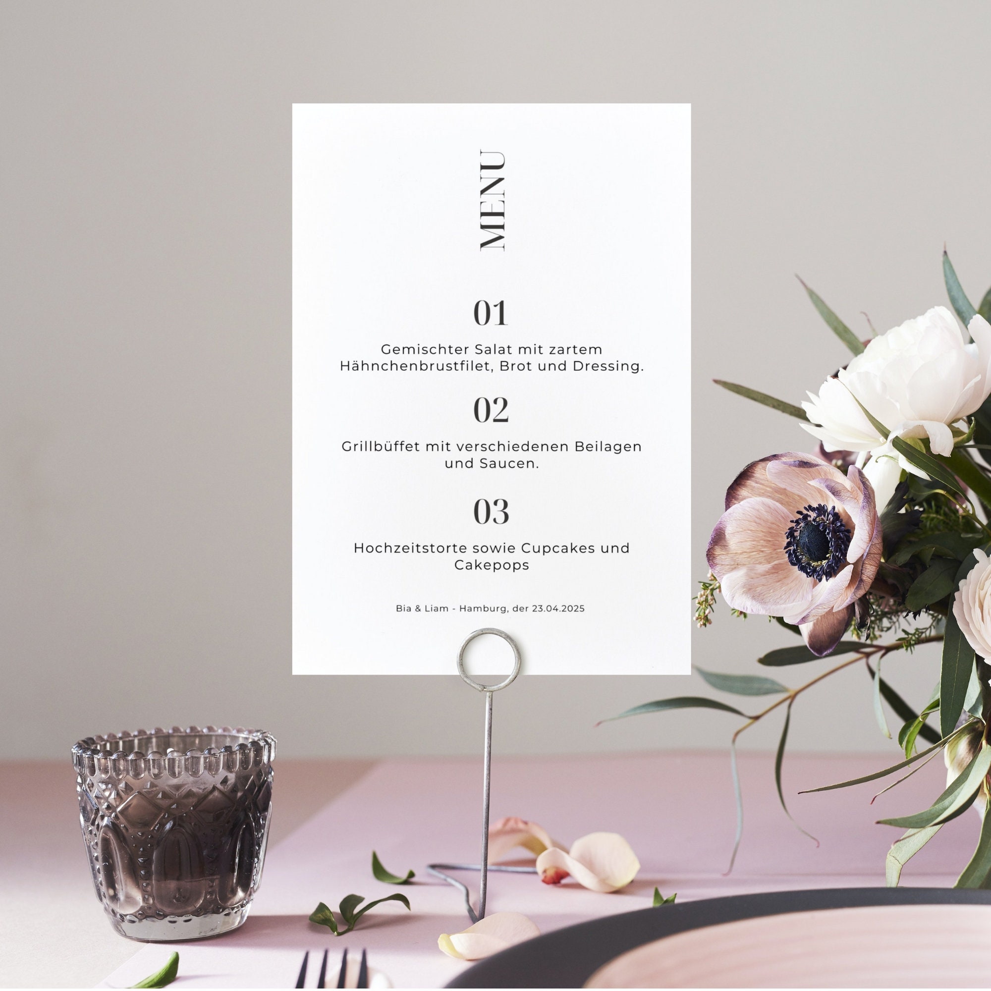 Minimalist Wedding Menu Cards - Wedding Menu Card Holders - German ...