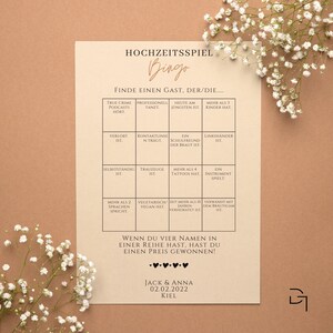 Papier Hochzeitsbingo deutsch - Bingo Spiel - Hochzeit Bingokarte - Hochzeitsquiz - Hochzeitsspiel - Party Bingo Cards - Hochzeitspapeterie