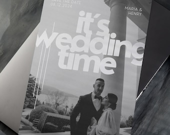 Modern save the date card in English - wedding invitation card as a template - DIN A4 wedding invitation cards - wedding invitation