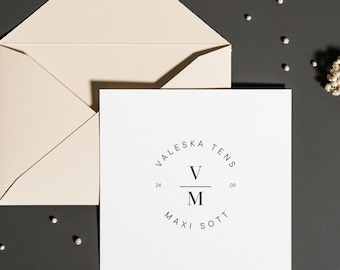 Save the Date card double-sided - Minimalist invitation card wedding template - Wedding invitation simple square