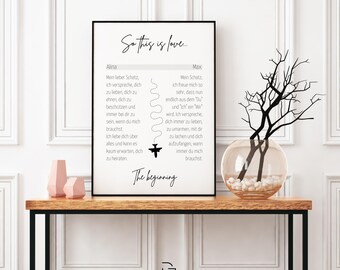 Wedding vows personalized to frame - wedding vows print on paper - emotional souvenir of the wedding - wall poster download DIN A4
