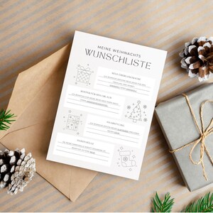 Wunschzettel Weihnachten deutsch - Weihnachtswunsch Karte DIN A4 - Weihnachtsgeschenk Liste personalisiert - Papier Wunschkarte für Kinder