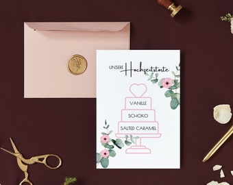 Wedding Cake Sign Printable - Wedding Cake Flavor Card - Cake Decoration - Wedding Menu Card Greenery