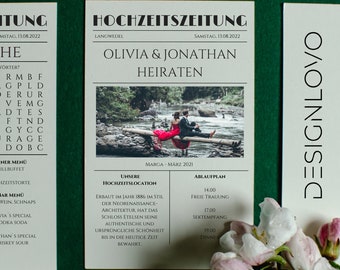 Paper wedding newspaper template German - DIN A4 newspaper template for weddings - wedding magazine template - wedding newspaper template
