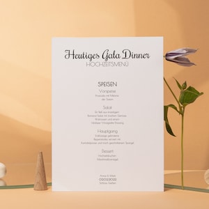 Paper Menu Cards Wedding Template - Printable A4 Menu Cards - Wedding Menu Cards Customizable - Minimalist Menu Card Template