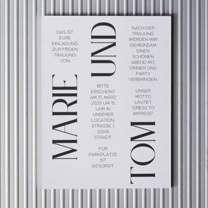 Cartes d'invitation de mariage modernes - modèle d'invitation de mariage à imprimer - simple DIN A4 enregistrez la carte de date comme modèle Canva