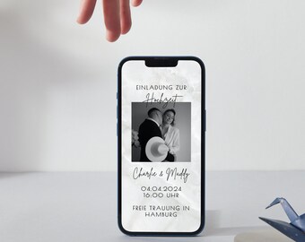 Modern wedding invitation Save the Date Whatsapp - digital wedding invitation card as a template - wedding invitation cards in 3 variants