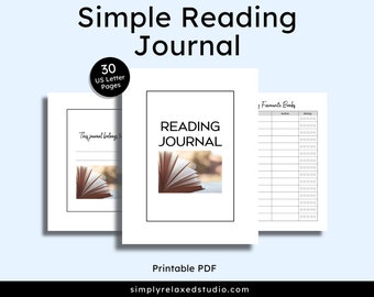 Minimalistisch leesdagboek afdrukbaar, cadeau boekenliefhebber (pdf-download)