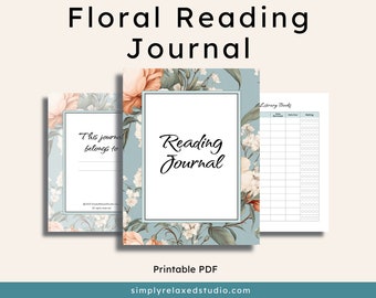 Bloemen leesdagboek afdrukbaar, cadeau boekenliefhebber (pdf-download)