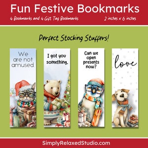 Set di segnalibri con etichette regalo stagionali / Segnalibri di Natale / Etichetta regalo di Natale / Stuffer per calze per lettori / Regalo per mamma papà insegnante amico